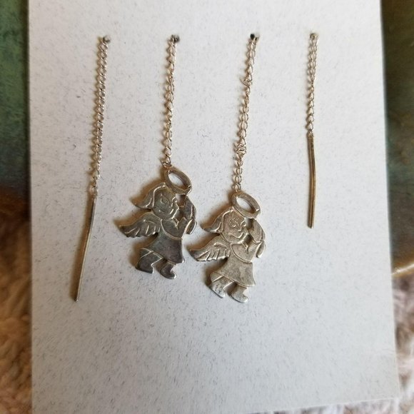 Sterling Silver Devilish Angel Threader Slider Earrings Custom Made LH2601 - Picture 2 of 4